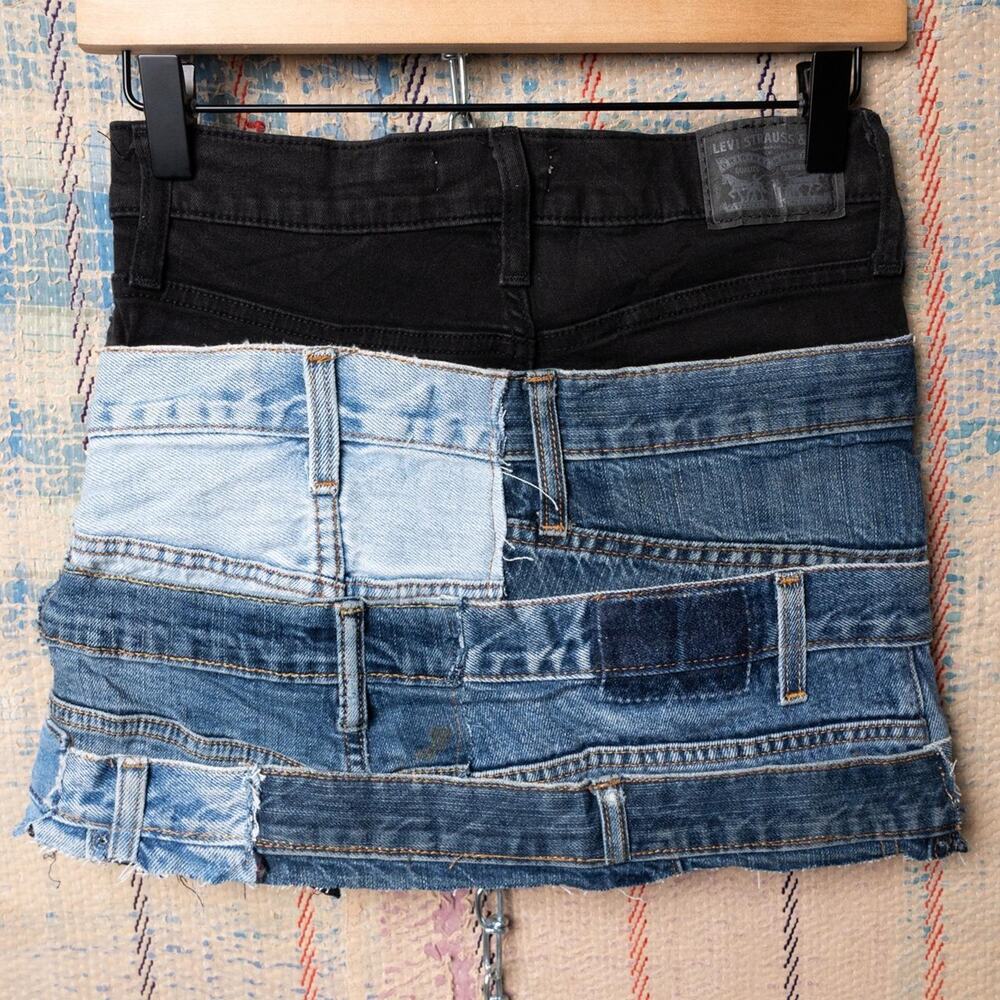 Custom Upcycled Patchwork Mini Skirt - image 2